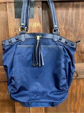 Olivia + Joy Navy Tassel Tote with Stud Accents